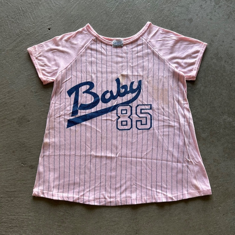 Vintage‎ 80s Addition Baby Shirt Women's Size Medium Pink Striped 85 USA Made